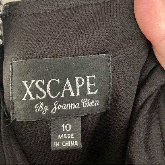 Xscape women’s black jeweled rhinestone halter full length dress size 10. - Picture 4 of 9